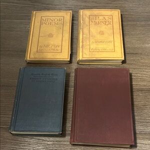 Antique school books Literature short stories Eliot poems Milton 4 books